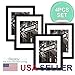 The Display Guys - Black Wooden Minimalist Picture Frames Set - Tempered Glass - 11x14 matted to 8x10 - Wall Hanging - 4-Pack