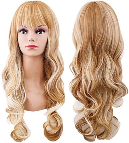 WeAlake Curly Wigs Long Big Wavy Hair Women Light Blonde Cosplay Party Costume Wig