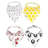 My Mini McGee Baby Bandana Drool Bibs with Adjustable Snaps, 4 Pack, for Boys and Girls, Infants and Toddlers, Baa Collection, Baby Gift