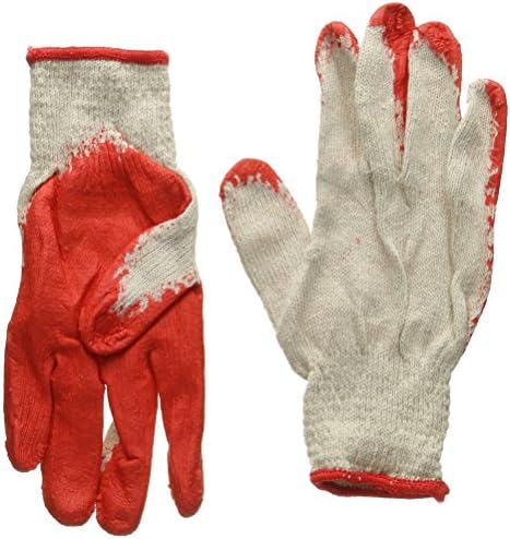 PlexGlove String Knit Red Palm Gloves, Large, 10 Pack