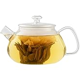 Viva Nicola All Borosilicate Glass Teapot with Tea Included, Lid, with Removable Infuser for Loose Leaf Tea - No Metal Or Plastic for The Perfect Brew, 25oz Tea Maker, Stove Top Safe, No Drip Spout