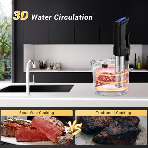 INKBIRD WiFi Sous Vide Cooker Machine ISV-100W, 1000 Watts Power Sous Vide Cooker, Accurate Temperature Time Control with Fast-Heating, Smart Wireless Immersion Circulator 14 Preset Recipes on APP