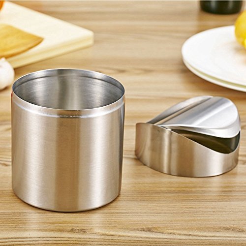 LOVEINUSA Mini Table Trash Can Recycling Brushed Stainless Steel Wave Cover Counter Top Garbage Bin