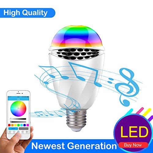 LK&smart Bluetooth Smart LED Speaker Bulb, Smartphone Controlled RGB Bulb, Dimmable Multi-Color Changing Lights