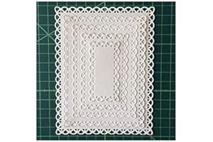 ARMEAR DIY Scrapbooking Artist Nested Stitched Scallop Rectangle Frame Cutting Dies, Rectangle Frame Die Cuts, Metal Cutting Dies Stencils DIY Etched Dies Craft Paper Card Making Embossing 14.3x10.9 cm