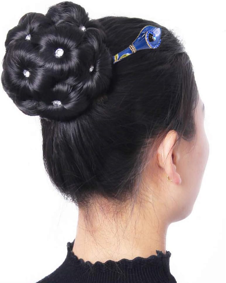 Beaupretty Chinese Rhinestone Hair Stick Hair Chopsticks Hairpin Chignon Pin Hair Accessories (Blue) - Image 4