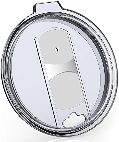 Spill and Splash Resistant Clear Lid with Slider Closure for 20 oz Stainless Steel Tumbler and 10 oz Lowball - Fits YETI Sheriffdrink Rtic Ozark Sic Perfectly (20 &amp; 10 oz)
