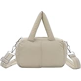 Oweisong Small Puffer Tote Bag for Women Quilted Puffy Crossbody Bag Padded Puff Purse Shoulder Handbag