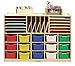 ECR4Kids Birch Multi-Section Storage Cabinet with 15 Scoop Front Bins, Assorted Colors