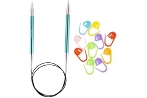 Knitter's Pride Zing Knitting Needles Circular 40 inch Size US 11 (8mm) Bundle with 10 Artsiga Crafts Stitch Markers 140166