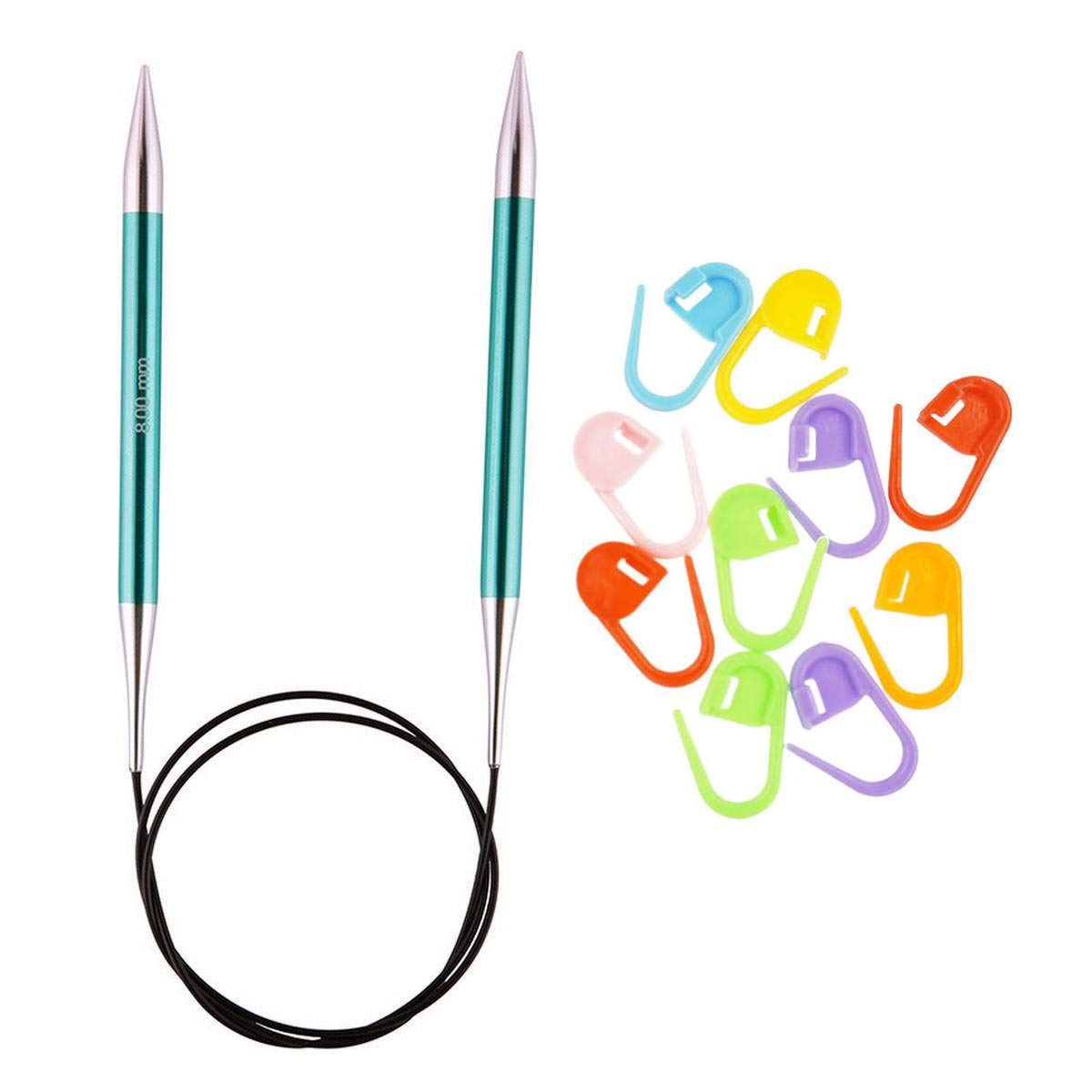 Knitter's Pride Zing Knitting Needles Circular 40 inch Size US 11 (8mm) 140166 with 10 Colorful Stitch Markers