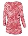 Lock and Love WT1112 Womens V Neck 3/4 Sleeve Tie Dye Drape Dolman Top with Side Shirring XXL CORAL