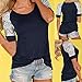Lisingtool Women's Lace Short Sleeve T-Shirt Tee Blouse Casual Tops (L, Deep Blue)