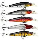 Acefast INC 5pcs Fishing Bass Lures Diving Crankbait Minnow Treble Hooks Baits 8.8g 8cm