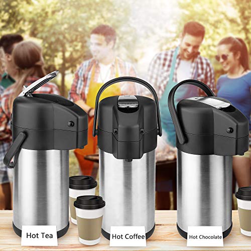 101 Oz Airpot Thermal Carafes, Stainless Steel Vacuum Pressure Insulated Coffee Dispenser with Pump, Thermos for Coffee Beverage Water, Heat and Cold Retention (3L) - Thumbnail 7