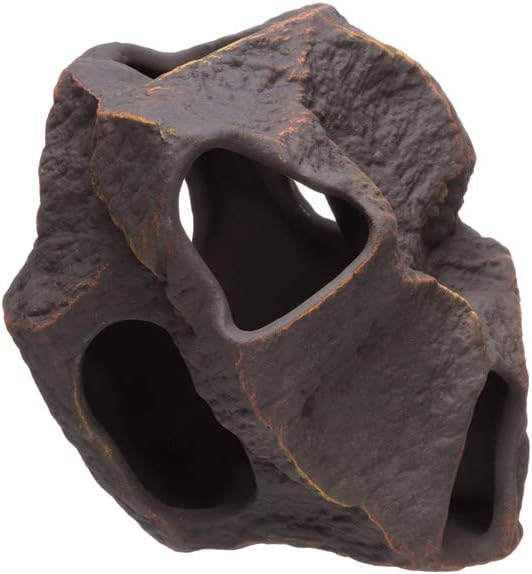 Plecoceramics Ceramic Magma Boulder Stone Decoration - Aquarium Fish Tank Hideway Decor - for Cichlids Plecos Bettas