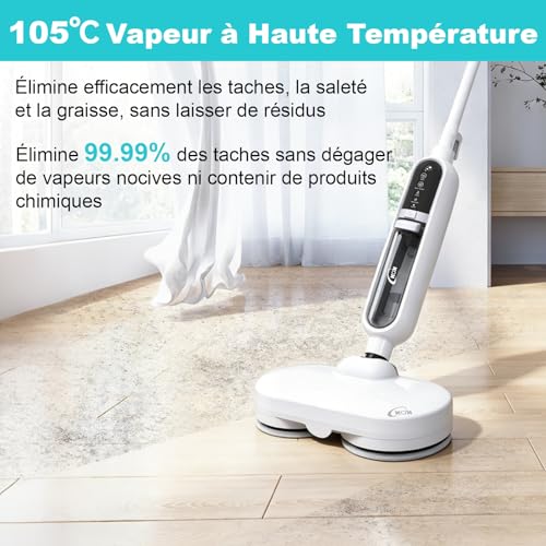 KOK 10-in-1 Steam Cleaner, Steam Mop with Rotary Function, High Temperature Steam, 500ml Capacity, 15 Accessories, 10s Heating Time, for Bedrooms, Kitchens and Living Rooms