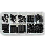Electronics-Salon M3 Nylon Black Hex Female-Female Standoff Screw Assortment Kit, Standoff 5mm 6mm 8mm 10mm 12mm 16mm 18mm 20mm, Screw M3 x 6mm. Spacer.
