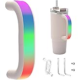 10 Colors LED Light-Up Handle for Stanley 40oz/30oz, Simple Modern Halloween Tumbler Glow in Cup Handles Comfortable Water Bottle Handle for Christmas Party Tumbler Gift for Stanley Cup Lovers (Pink)