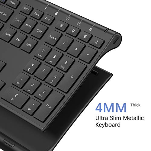 Rechargeable Wireless Keyboard, Jelly Comb 2.4GHz Full Size Ultra Slim