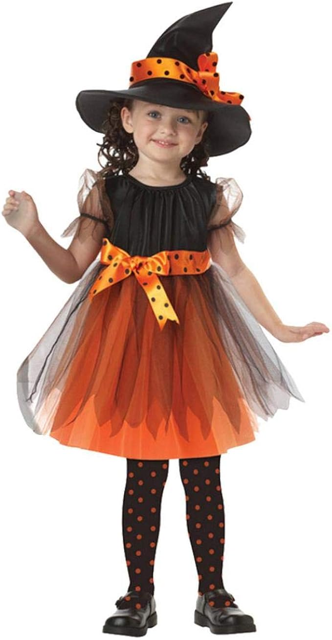 Baby Girls Boys Halloween Witch Costume Tutu Dress + Hat Outfit