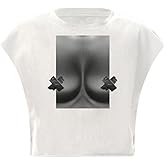 GORGLITTER Women's Graphic Print Cap Sleeve Crop Top Casual Round Neck Short Sleeve T-Shirt