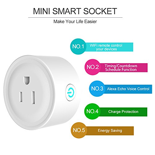 Smart Plug WiFi Outlets Electrical Socket 2 Pack, Work with Alexa