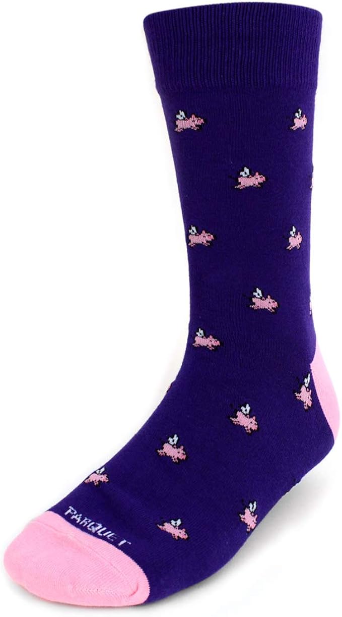 Flying Pig Novelty Socks for Men Fun Colorful Dress Socks Premium