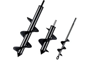 HOME MASTER HARDWARE Garden Auger Drill Bit 3.15x11.8in & 3.15x7in & 1.6x8.7in Garden Plant Tool Flower Bulb Auger Spiral Hol