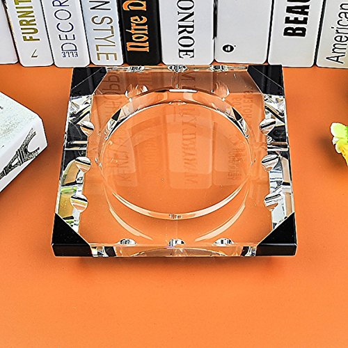 SSBY Modern Minimalist Crystal Glass Ashtray Fashion And Creative Gifts Tuba European Ashtray 20Cm Black