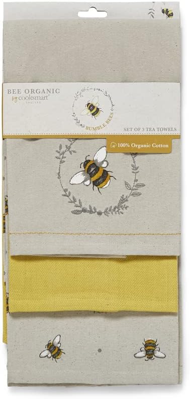 Cooksmart 3pk 100% Cotton Tea Towels Modern Kitchen Dish Cloths Absorbent