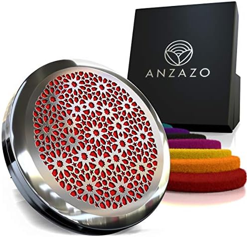 Anzazo Car Essential Oil Diffuser - 1.5" Magnetic Locket Set with Air Vent Clip - Best for Aromatherapy - Fragrance Air Freshener, Scents Diffusers - Jewelry for Car, Persian Pattern