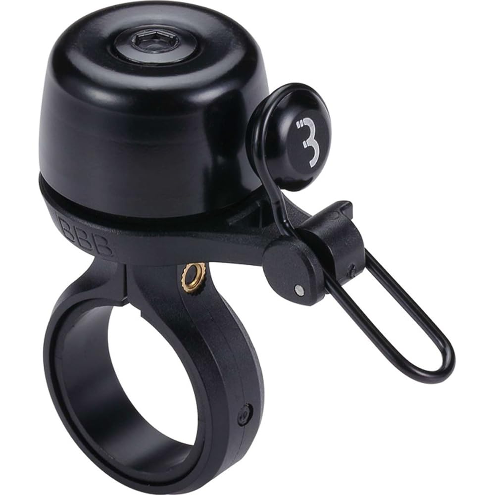 BBB Cycling Road Bike Bell, Bicycle Bell with Strong Clamping Mechanism, Bicycle Bell for Handlebars with Diameter 22.2 mm and 25.4 mm, Noisy Plus BBB-27, Black