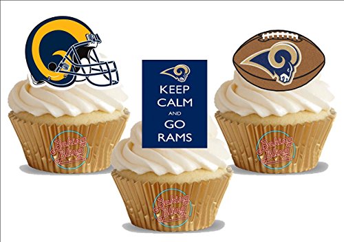 American Football Los Angeles Rams Trio Mix- Fun Novelty Birthday PREMIUM STAND UP Edible Wafer Card Cake Toppers Decoration