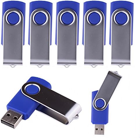 LHN (Bulk 5 Pack) 2GB Swivel USB Flash Drive USB 2.0 Memory Stick (Blue)