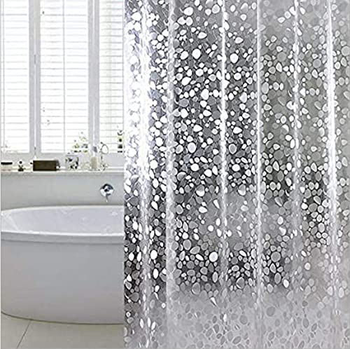 Beowanzk Clear Shower Curtains, Shower Curtain Mould Proof Resistant Washable, Anti Mould Bathroom Wet Room Bath Curtains with Hooks, Water Repellant Fabric, 71 x 71 Inch/180 x 180cm Drop