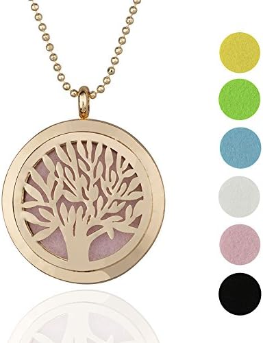 Staraok Tree of Life2 Pendant Necklace Essential Oils Diffuser Locket Jewelry with Aromatherapy Refill Pads