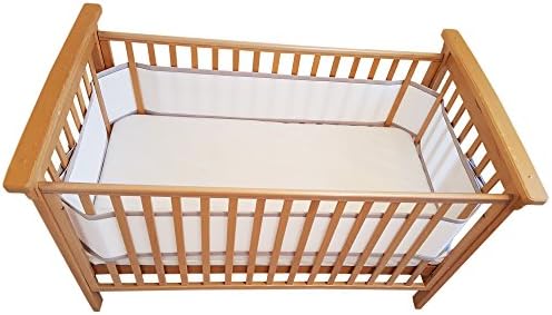 4-Sided Breathable Crib Bumper, Double Layers for Extra-Padding, Free from Entanglement Risk Design, Airflow Safe 3D Mesh Crib liner (Grey)