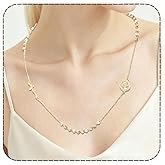 J&H DiaJuvelo 20 Inch Rosary Necklace for Women, 18K Gold Catolicos Long Cross Pendant, Virgin Mary Non Tarnish Jewelry, Dainty Crucifix Religious Rosarios Beads Trendy Gifts