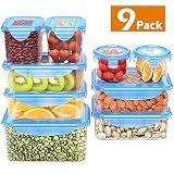 Food Storage Containers with Lids, MOKALOO Plastic Meal Prep Containers with Airtight Leak Proof Lids, BPA-Free Reusable Bento Lunch Box, Food Prep Containers for Kitchen Use [9-Pack]