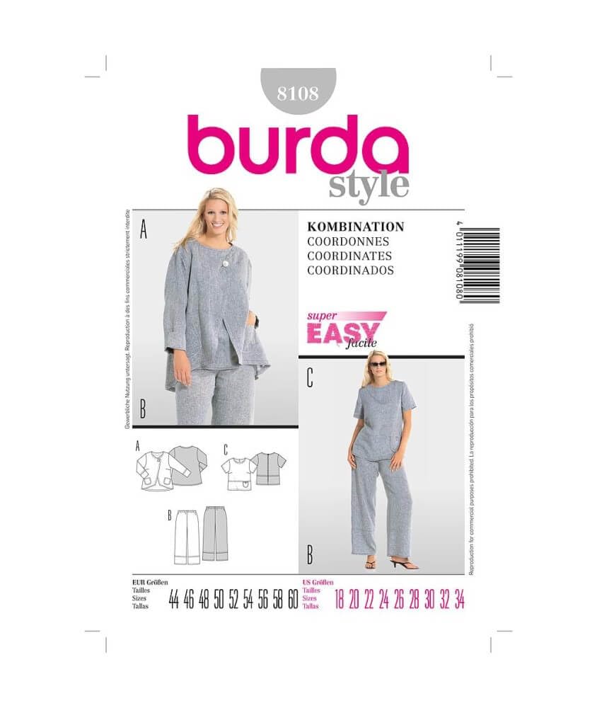 Burda Style Sewing Pattern B8108 Misses' Co-ordinates
