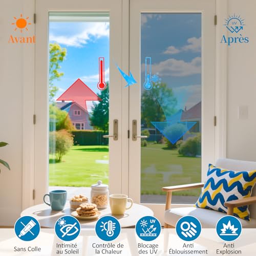 Niviy Mirror Film for Windows, 59.4 x 200 cm, Anti-Heat, Sun Protection and Privacy Anti-UV for Home / Office Windows