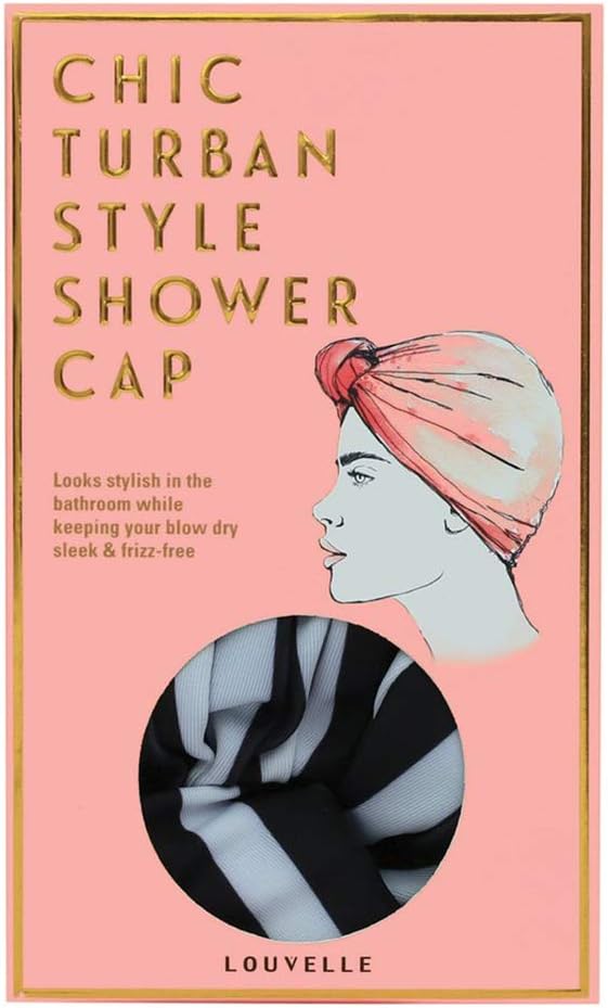 Louvelle - Dahlia Shower Cap (Monochrome Stripe Regular Fit)