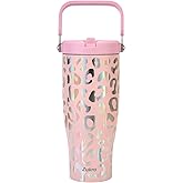 Zukro 40 OZ Tumbler With Top Carry Handle, Triple-Wall Vacuum Insulated Tumbler With Flip Straw Keep Drinks Cold 24 Hours for Gym, Outdoors, Fit in Cupholder, Leakproof Stainless Steel Water Bottle