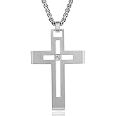 Jiahanzb Men's Cross Necklace 361L Stainless Steel Large Cross Pendant Jesus Christ Necklace Jewelry, with Rolo Chain 22/24/26 Inch