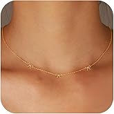 XAYAH Valentine Gifts Dainty Lucky Leaf Necklace for Women 925 Sterling Silver Trendy 14K Gold Plated Cute White CZ Flowers Pendant Choker Necklaces to Daughter Mom Stackable Chain Wedding Prom Brides Jewelry