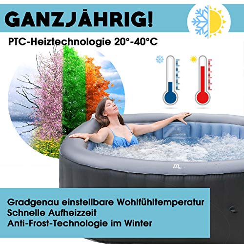 Whirlpool aufblasbar MSpa Tekapo für 4 Personen 158x158cm In-Outdoor Pool 108 Massagedüsen Timer Heizung Aufblasfunktion… – Bild 5