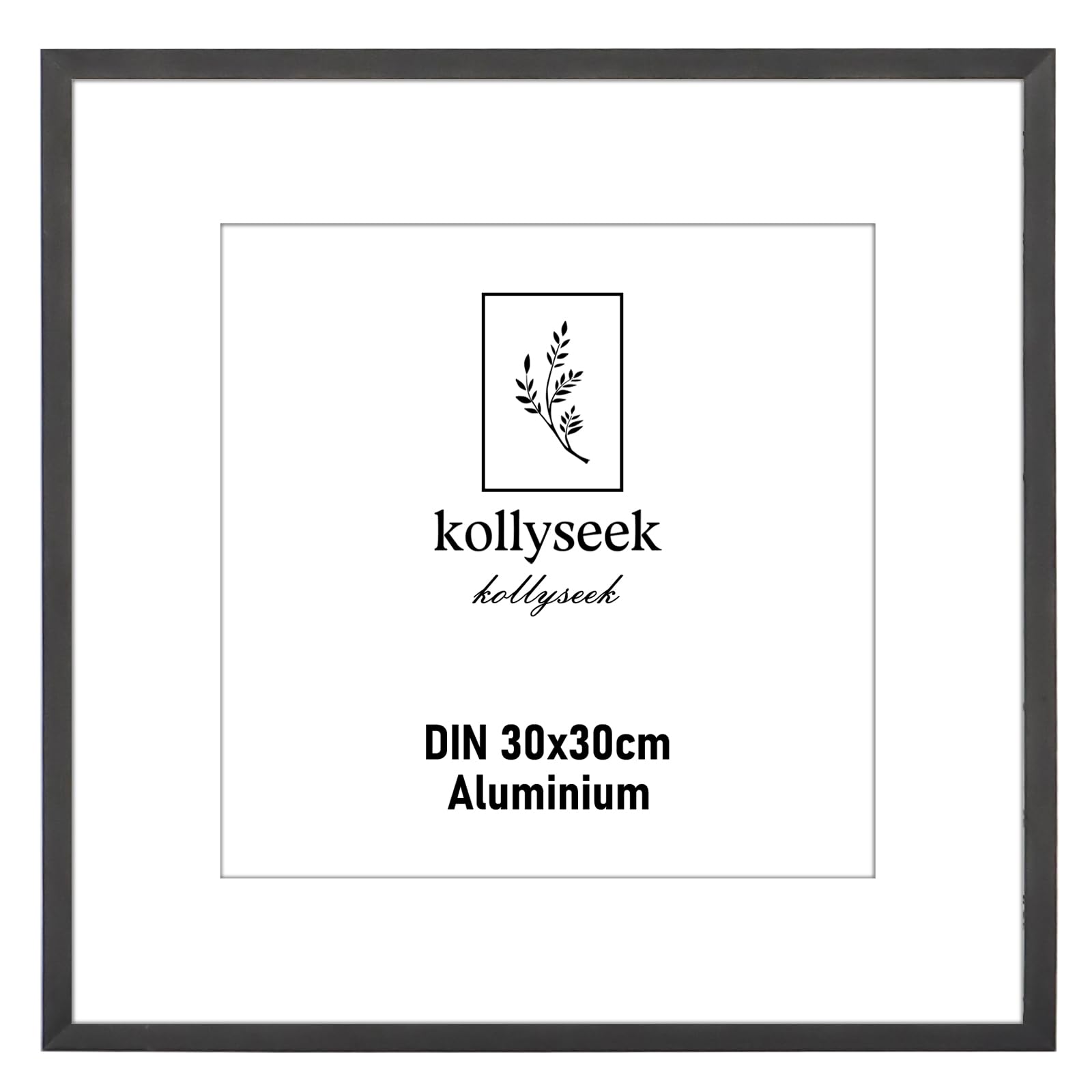 kollyseek Aluminium Frame 30 x 30 cm Black Metal Poster Frame with Shatterproof Acrylic Glass Modern Picture Frame with Mount for Pictures Poster Photo Black