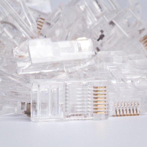 Cat5E RJ45 Connector for Solid/Stranded Cable - 3 Prong 50 Micron 100pk