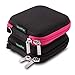 TouchFine (2Pack) Hard EVA Carrying Case for iPod/MP3/Earphones/Usb Cable 2 Mesh Pockets Storage Bags-Black+Black/Hot Pink primary
